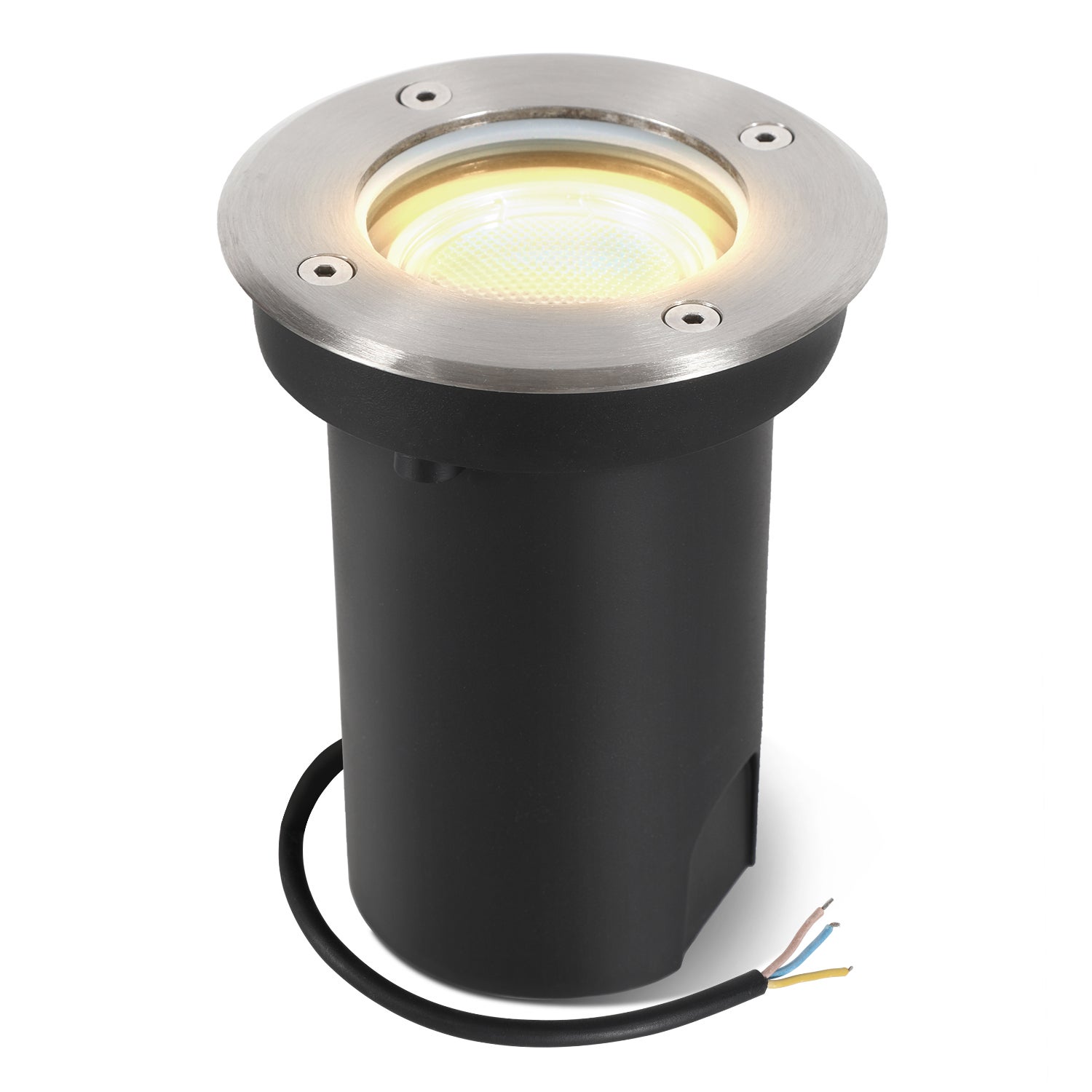 1 x 3W podziemny reflektor LED, regulowany, ciepła biel, srebrna obudowa, podziemne oświetlenie ogrodowe, oświetlenie zewnętrzne