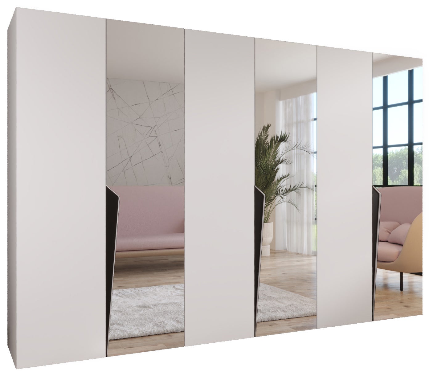 Szafa uchylna otwierana Piano 2 300 (100x3) x 52 x 202 cm biały + u. Czarny Abiks Meble