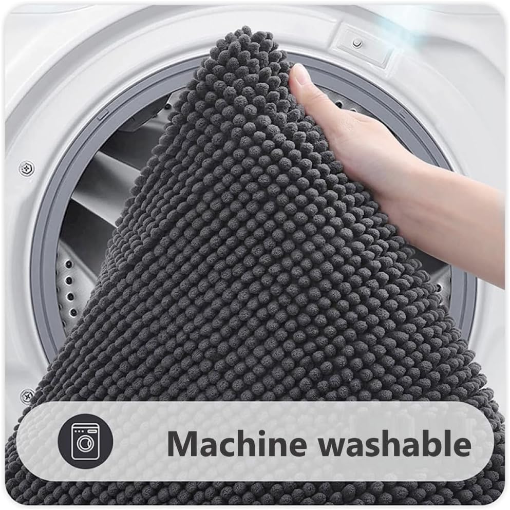 Tapis de salle de bain, tapis de douche antidérapant en chenille, absorbant, lavable en machine, séchage rapide, résistant aux odeurs, 40 x 60 cm - 4