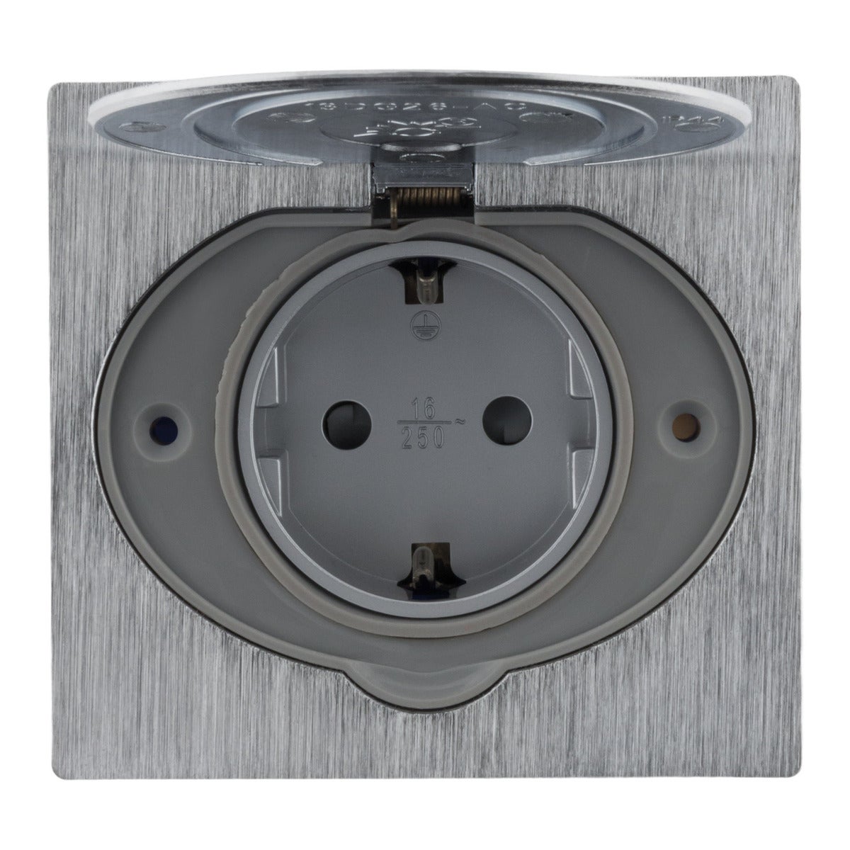 Prise de sol 16A Schuko alu brossé - IP44 + boîte installation - Zenitech - 4