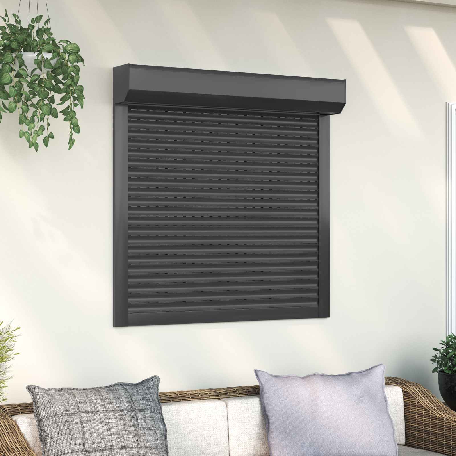 Store Roulant Anthracite 100 x 100 cm Aluminium et Polyuréthane | Leroy ...