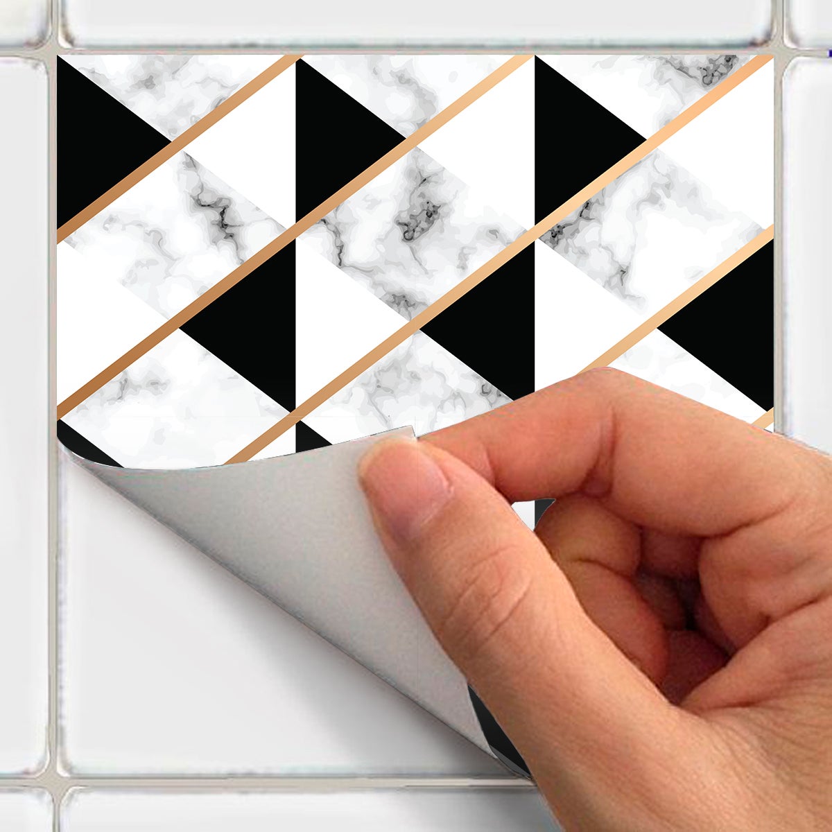 9 adesivi piastrelle effetto marmorizzato in oro bianco e nero - Sticker adesivo - adesivi murali - 9stickers20x20cm - 4