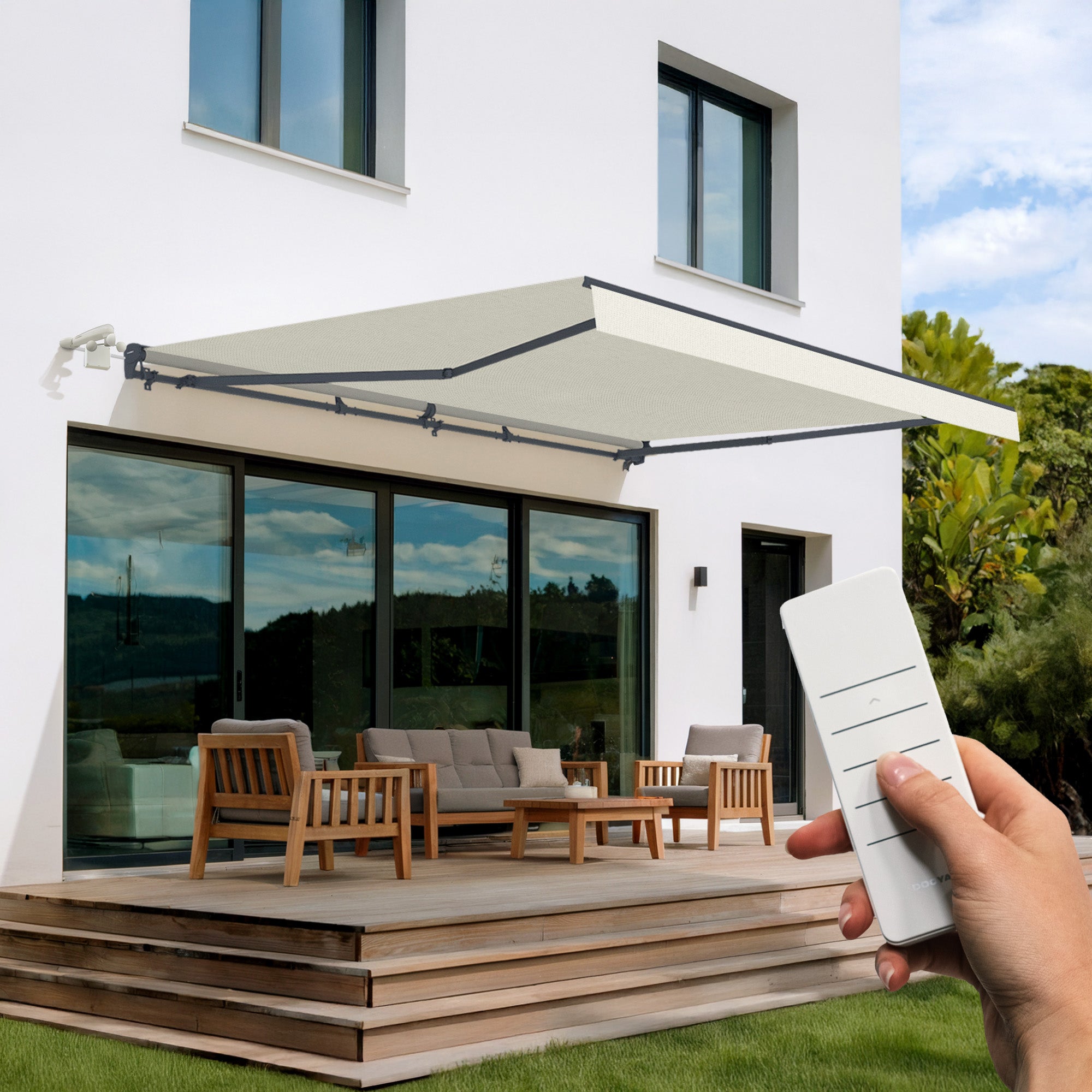 Markiza półkasetowa FAZZIO 5x3m beżowa z napędem