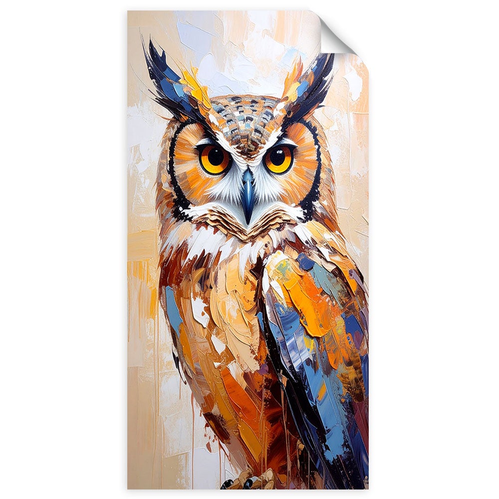 Naklejka na ścianę do salonu sypialni, Sowa Ptak Natura imitacja farby 80x160