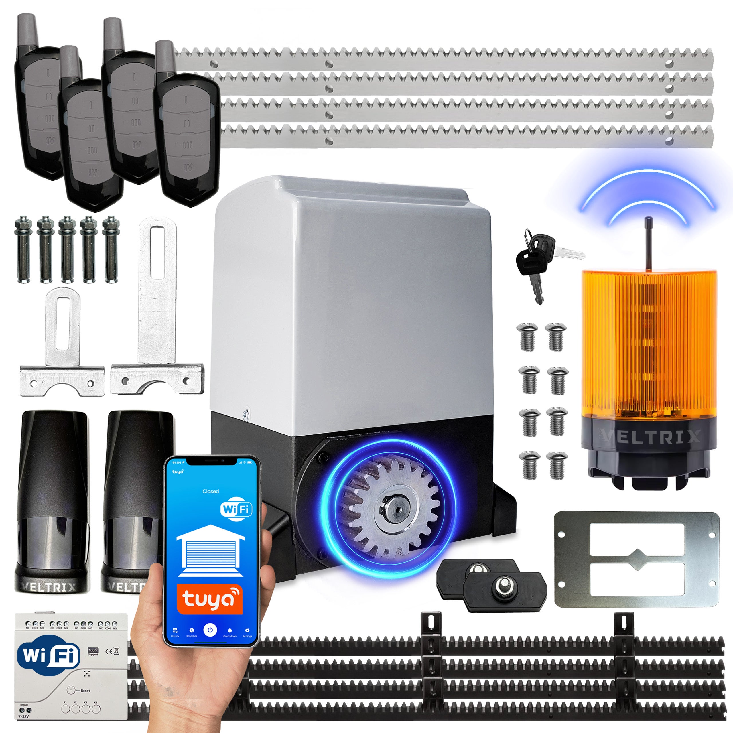 Napęd bramy PRZESUWNEJ ZESTAW 2000kg + 4 piloty + lampa LED + WIFI