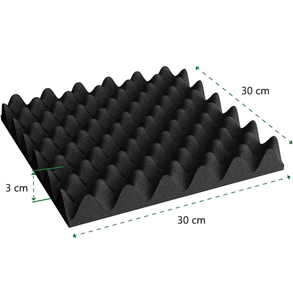 Lot de 12 panneaux en mousse insonorisante pour murs Panneaux en mousse acoustique pyramidale - Sans adhésif - 30 x 30 x 3 cm - 2