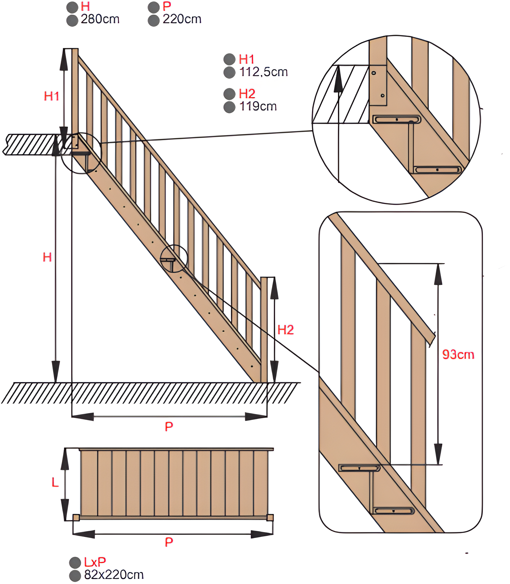 escalier droit fermé 