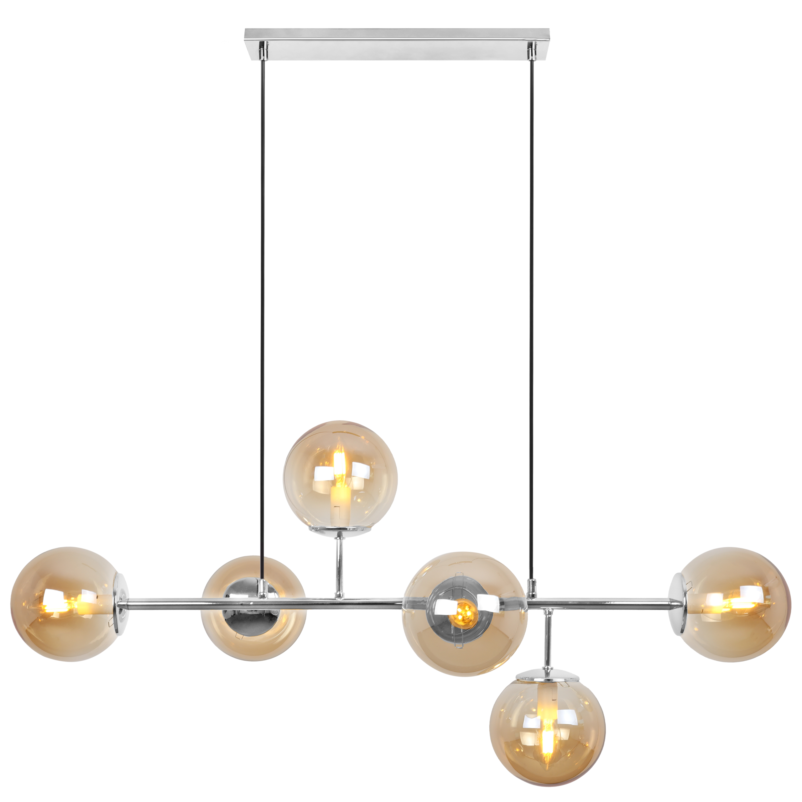Lampa sufitowa wisząca Siena srebrna glamour 6xE14 klosz kula miodowa Light Home LH