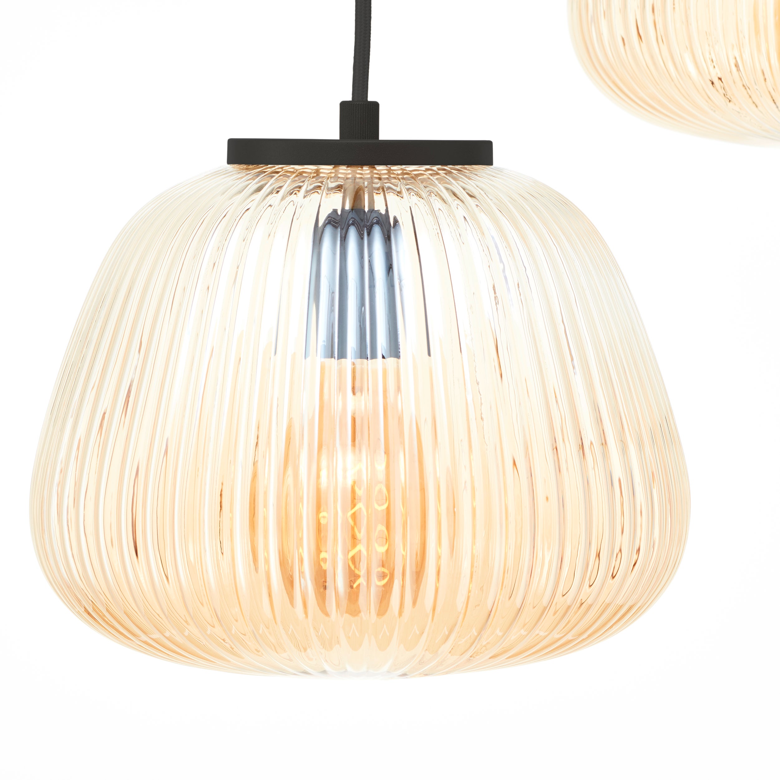 Brilliant Lamp Kaizen 3-lampowa lampa wisząca bursztynowy/matowy czarny metal/brązowe szkło 3x A60, E27, 40 W - 5