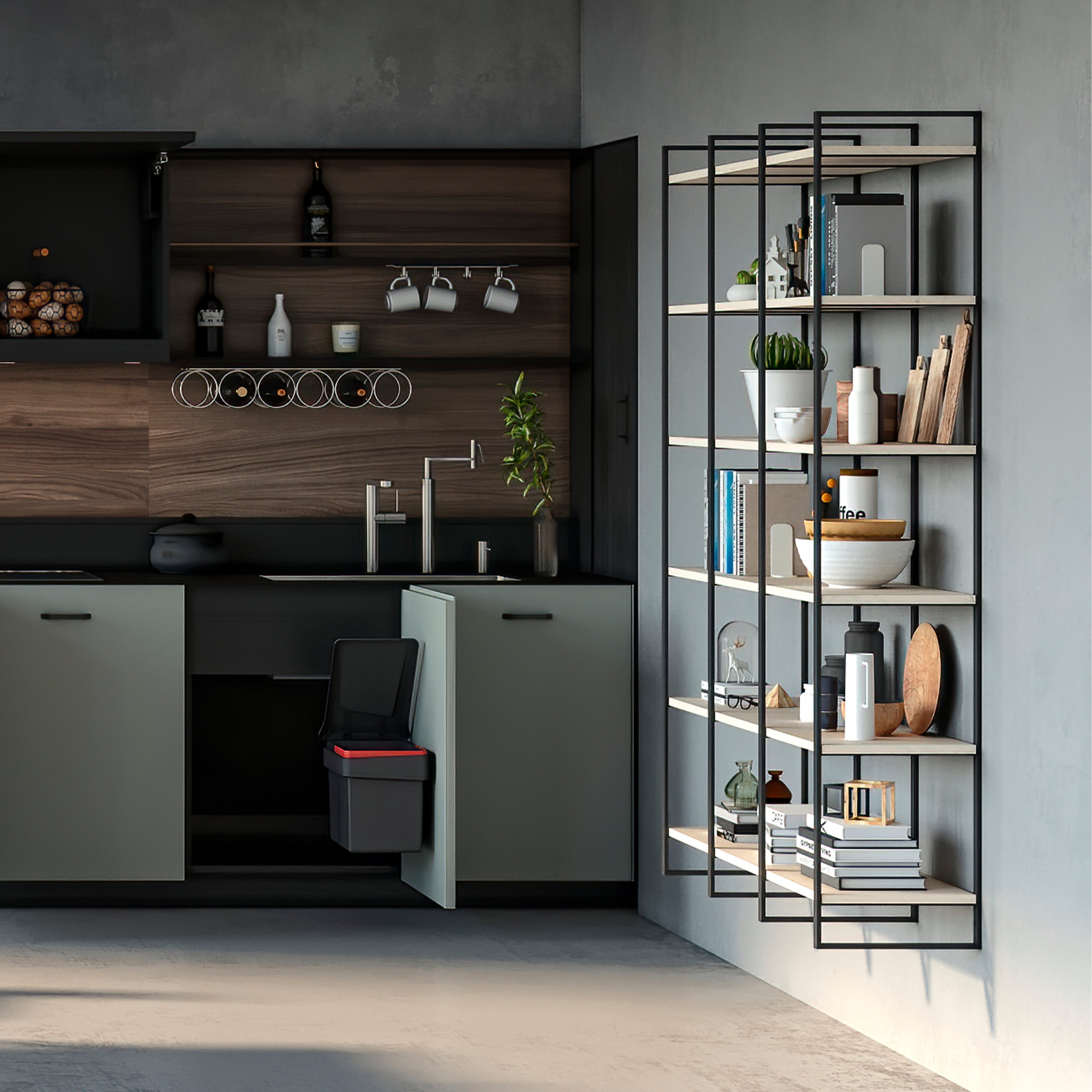 Emuca Set di telai per scaffali Lader, altezza 1790 mm, Acciaio, Verniciato nero - 3