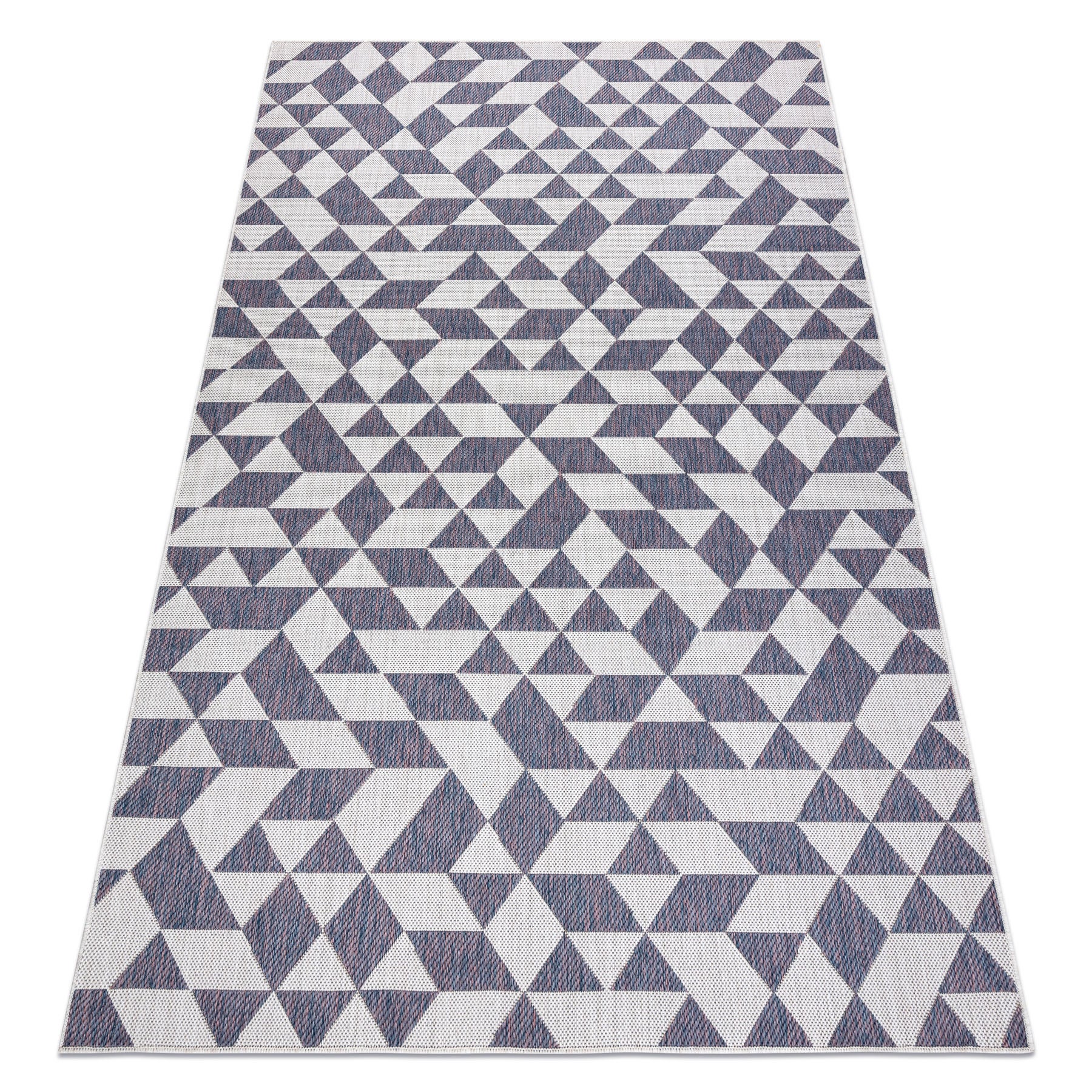 Dywan SZNURKOWY SIZAL SION Geometryczny, Trójkąty 22373 płaskie tkanie ecru / niebieski / róż 200x290 cm