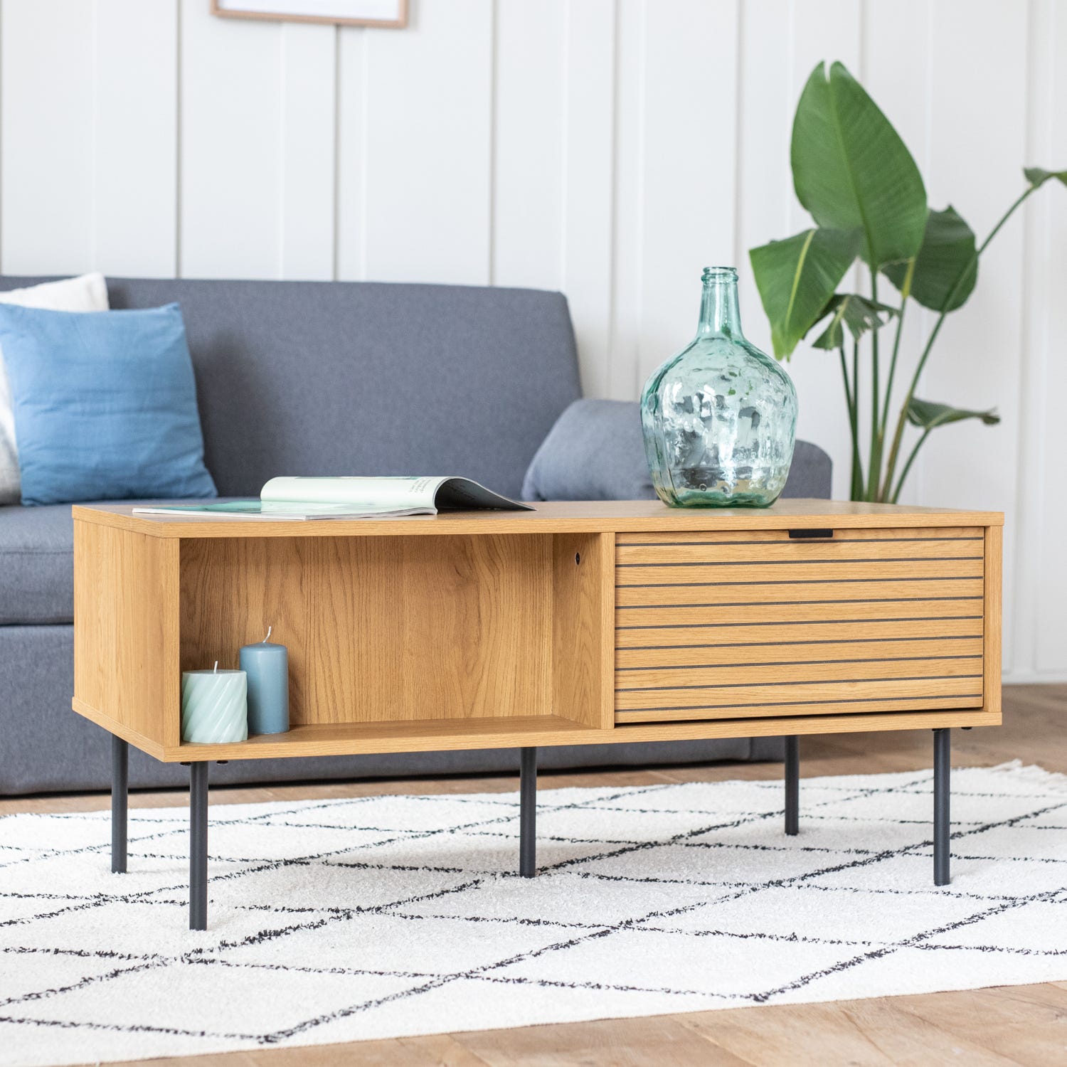 Table basse Merax 111x60x40cm avec tiroir et rangement Table basse Merax 111x60x40cm avec tiroir et rangement