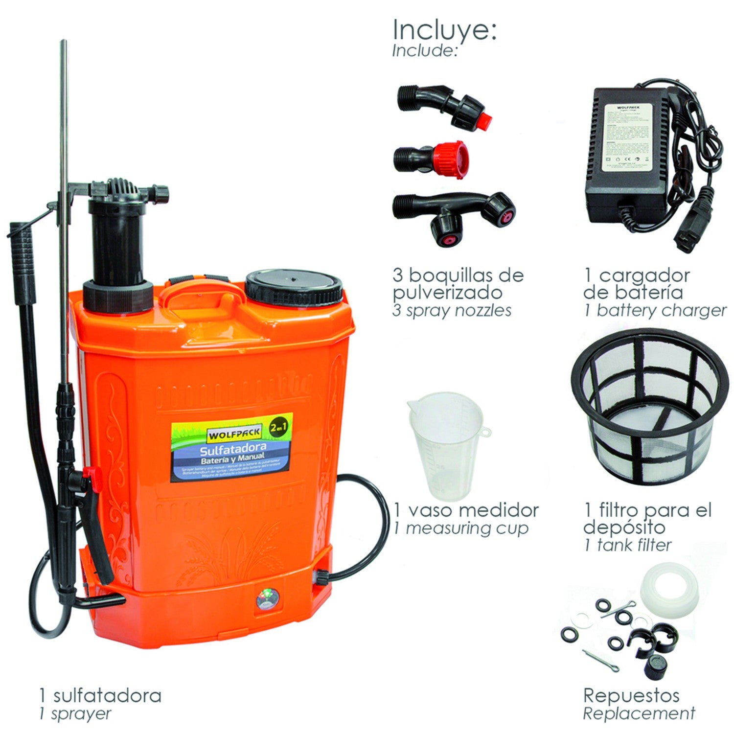 Sulfatadora electrica a bateria doble uso bateria o manual, con bateria recargable 12 v / 8 amperios - 2