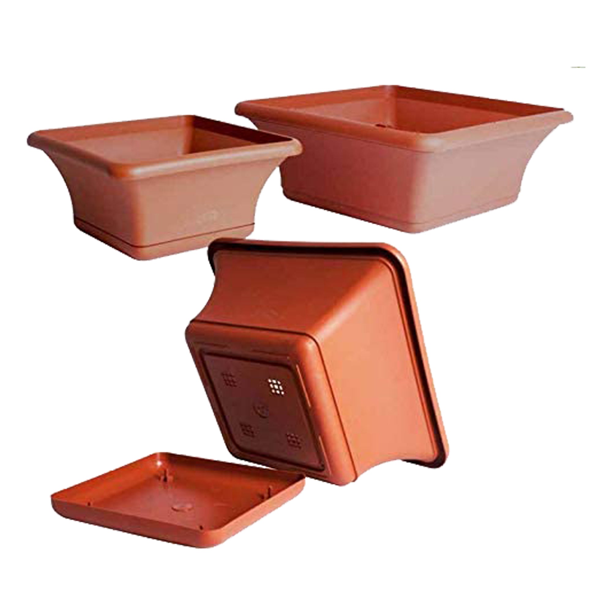Art Plast -Pot de Fleurs carré 30 cm avec Soucoupe couleur Terra cuite. - 4