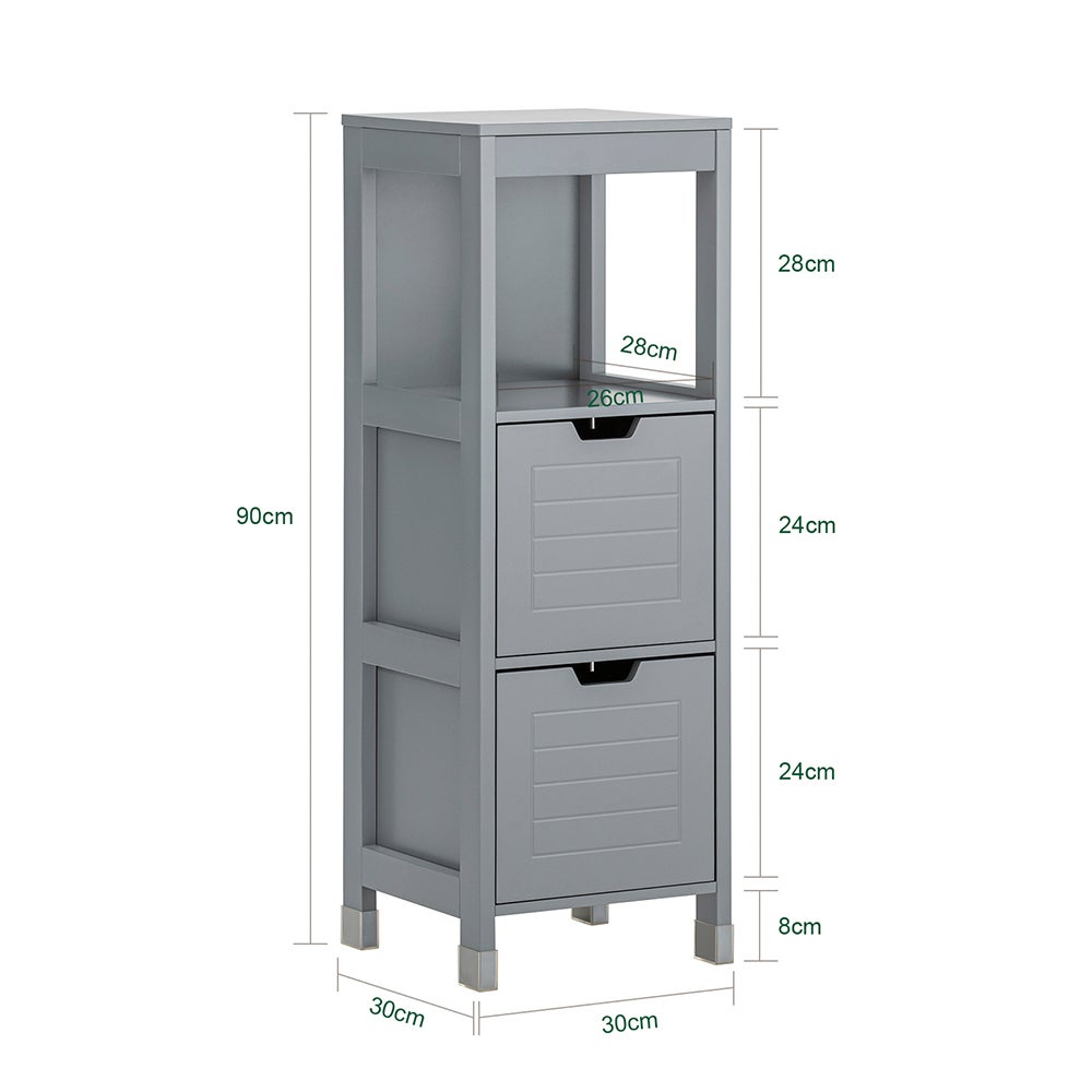 SoBuy Komoda łazienkowa regał słupek niska 2 szuflady półka szary FRG127-SG - 3