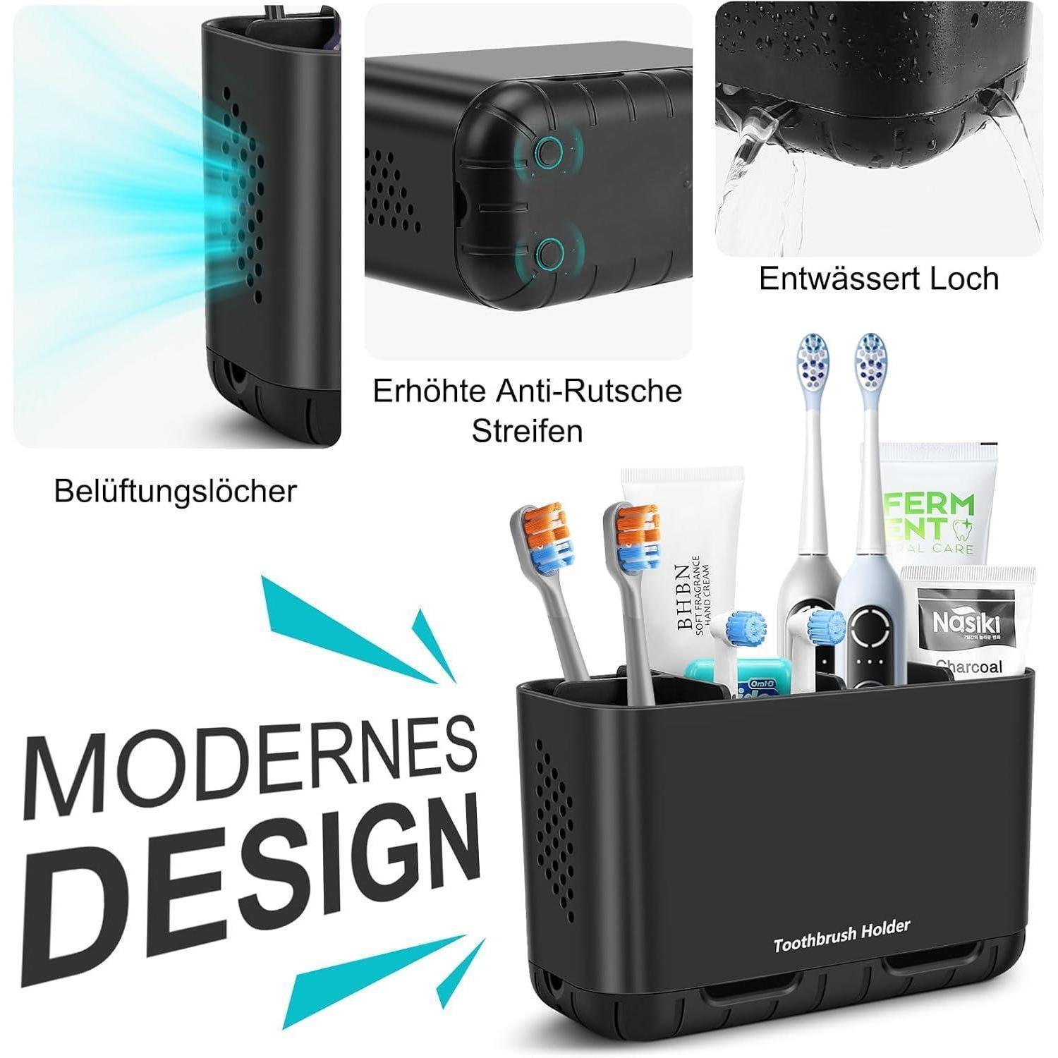 Porte-brosses 6 compartiments Noir ABS + PP + PTR avec égouttoir ...