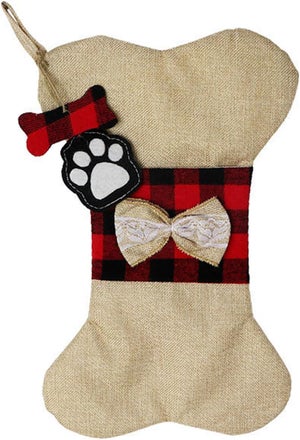 Décoration De Noël Pour Chiens - Ornement D'arbre En Acrylique 'Chien Dans Une Chaussette' Rouge