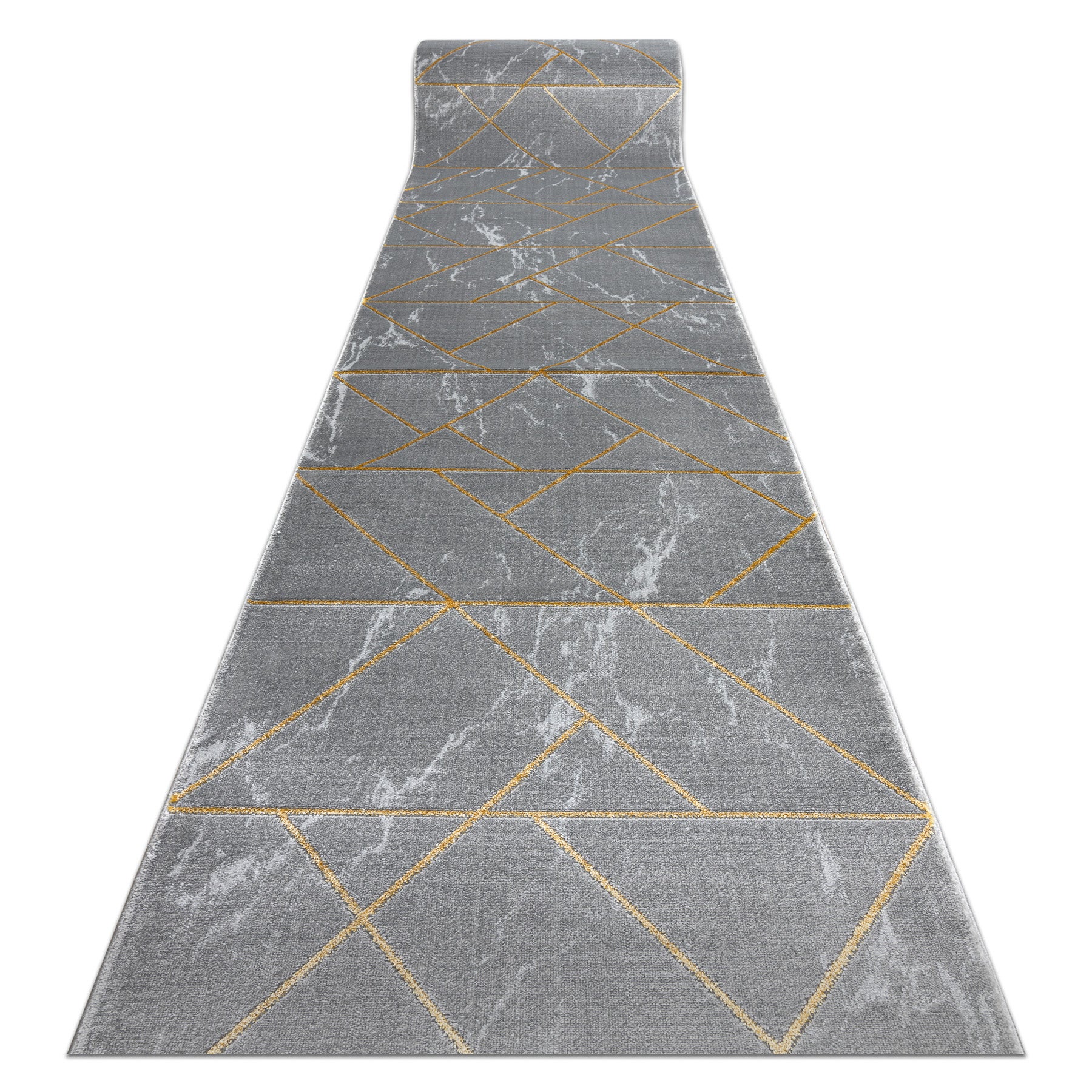 Chodnik EMERALD ekskluzywny 1012 glamour, stylowy marmur, geometryczny szary / złoty 80 cm 80x680 cm