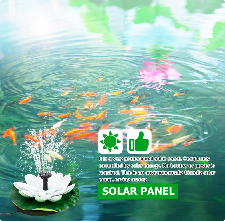 Fontaine solaire flottante d'extérieur avec nénuphar, bain d'oiseaux, pompe solaire, 4 modes pour bassin à poissons, jardin, aquarium, piscine，2.5W - 3