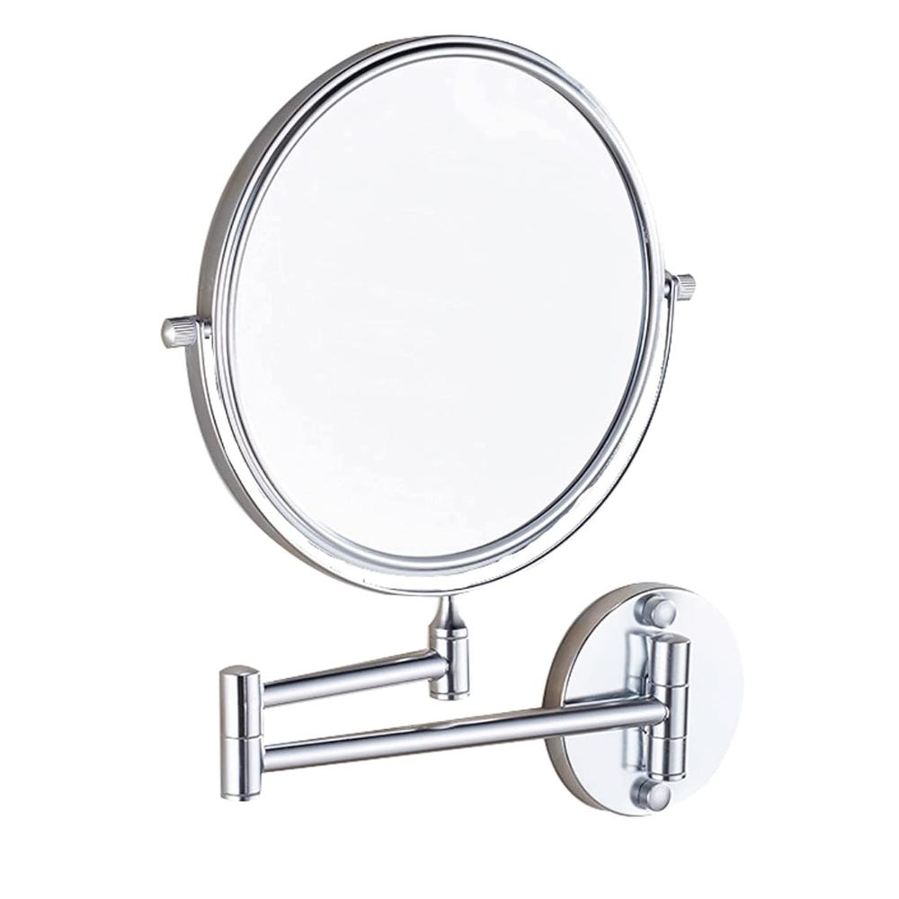 Specchio Da Parete Rotondo Estensibile - Ingrandimento 3X, Cromato, Regolabile - Foto 2
