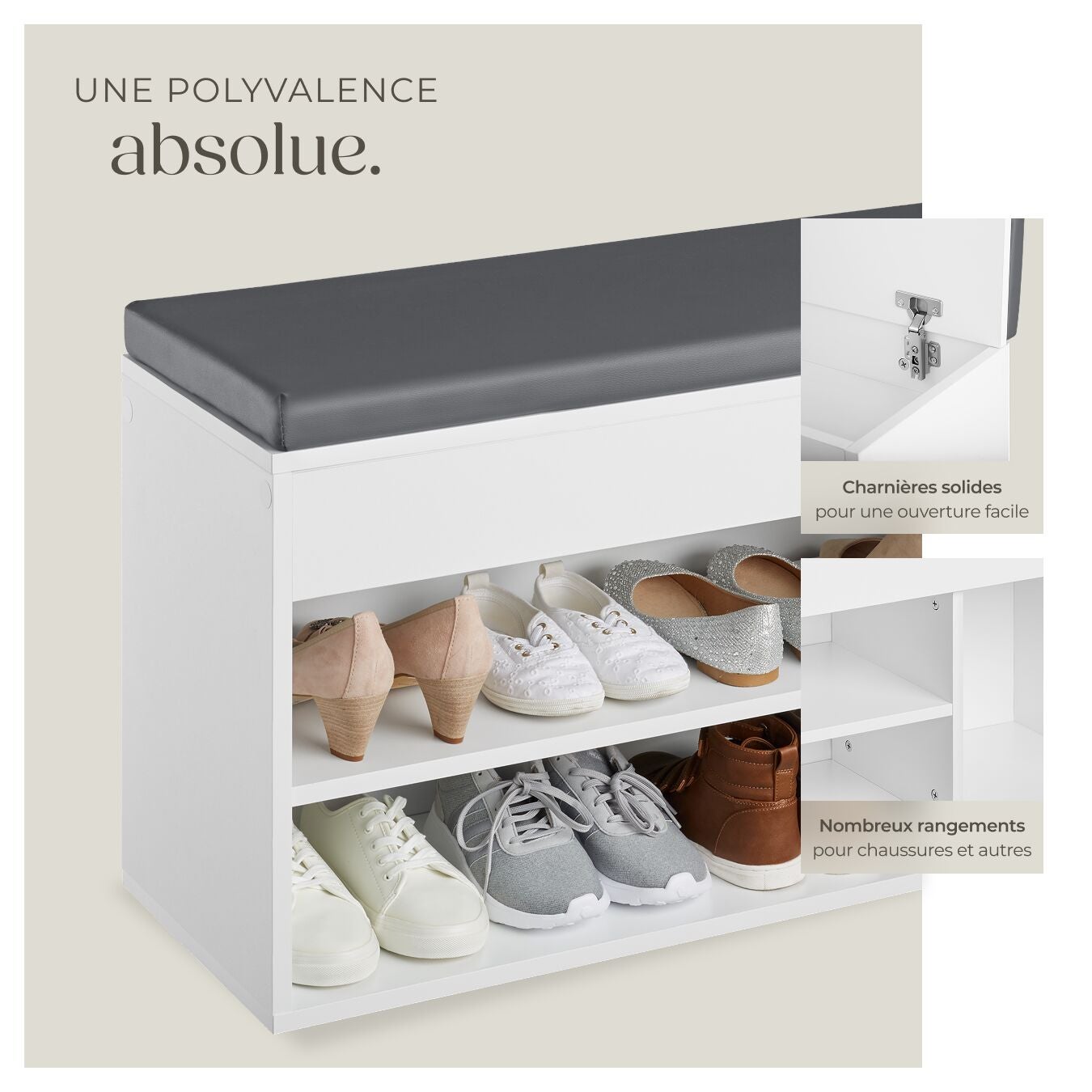 Banc à chaussures en bois MDF 104 x 30 x 49 cm TECTAKE - 4