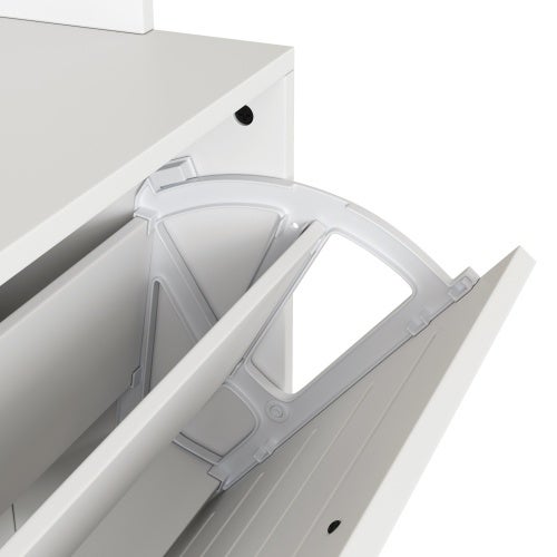 Scarpiera a 3 ante con ripiano e ganci, per 15 paia di scarpe, bianco, 70x25x163 cm, pannello in truciolato - 4