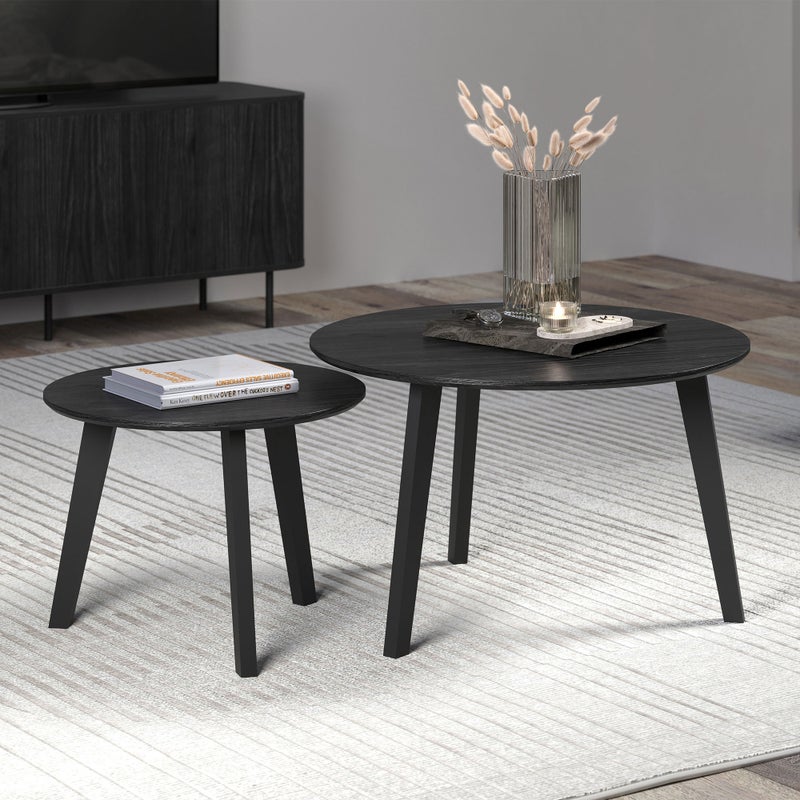 Ronin stolik kawowy zestaw z 2 ask dekor czarny.