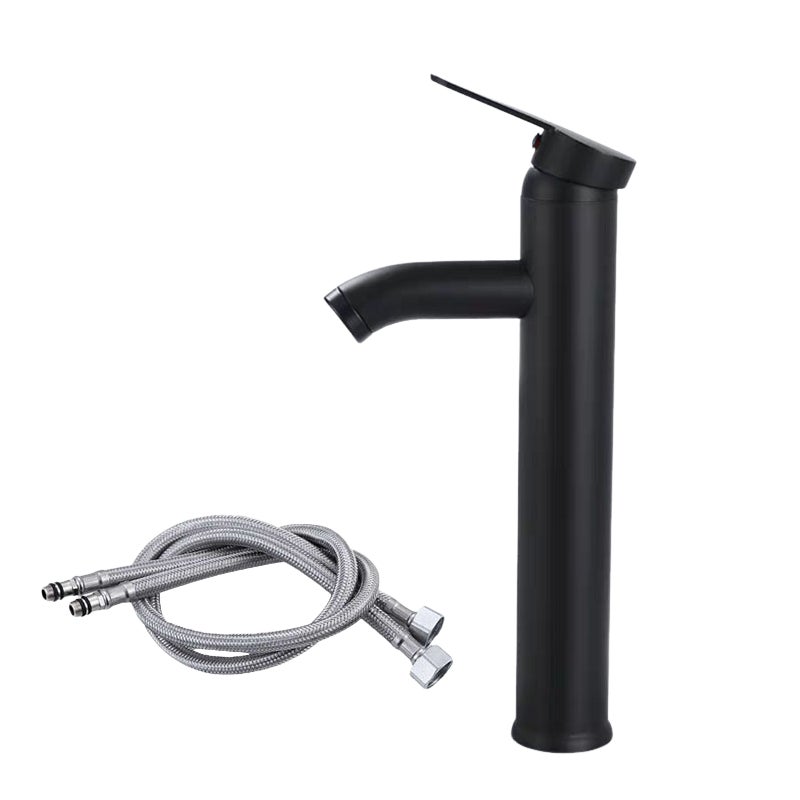 Matowa czarna bateria umywalkowa, bateria mieszaczowa z ciepłą i zimną wodą, bateria umywalkowa jednouchwytowa (kolor: wysoka czerń)