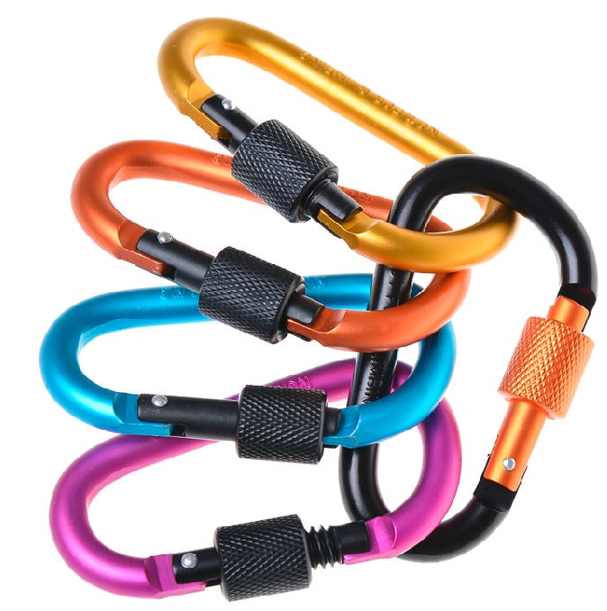 SURFOU Lot De 10 Mousquetons Escalade Tactiques - Mousqueton Alliage Aluminium Forme D Multicolore Avec Vis Pour Camping, Randonnée Et Sac à Dos