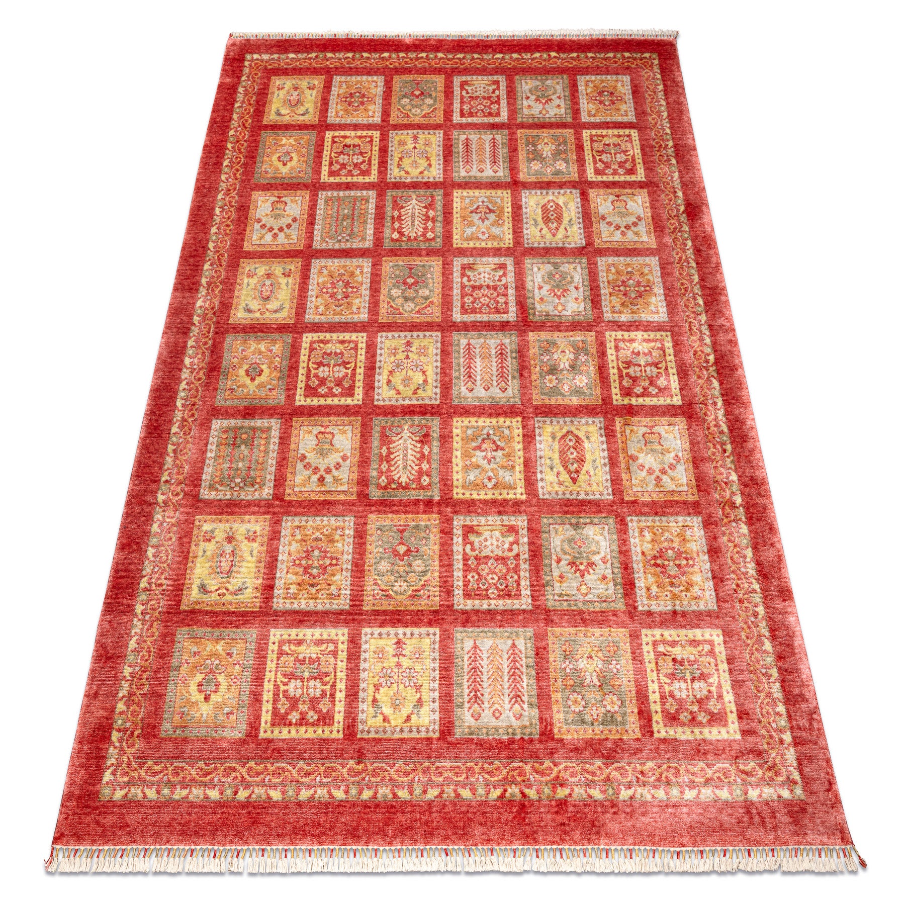 Dywan HERIZ A0985A Orientalny, ramka bordo - z bambusowej przędzy, ekskluzywny, stylowy 200x290 cm