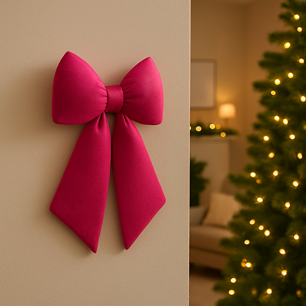 Nœud en velours fuchsia pour décorations de Noël Hauteur 48 cm - 4
