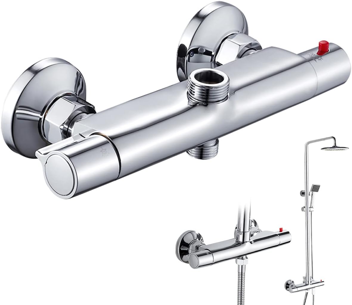 Bateria termostatyczna prysznicowa - Bateria ścienna - Bateria termostatyczna z mieszaczem do wody ciepłej i zimnej