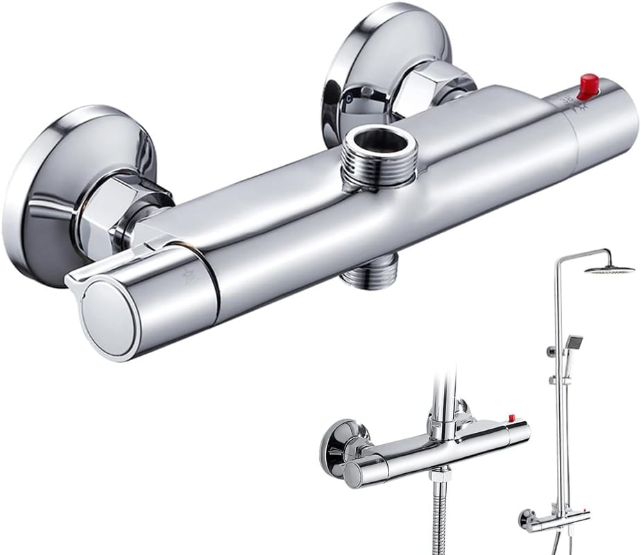 Bateria termostatyczna prysznicowa - Bateria ścienna - Bateria termostatyczna z mieszaczem do wody ciepłej i zimnej