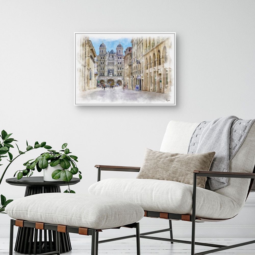 Tableau Rue de Dijon / 45x60cm / Cadre Blanc / Fabriqué en France / Toile encadrée / DADA ART - 2