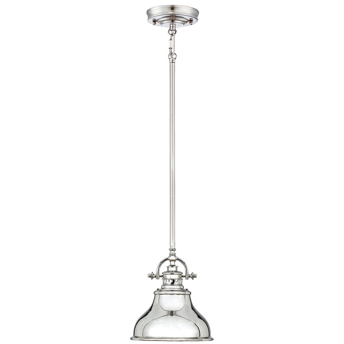 Lustră suspendată Quoizel Emery, 1xE27, 60W, cromată/argintiu imperial, metal și sticlă, fi20 cm