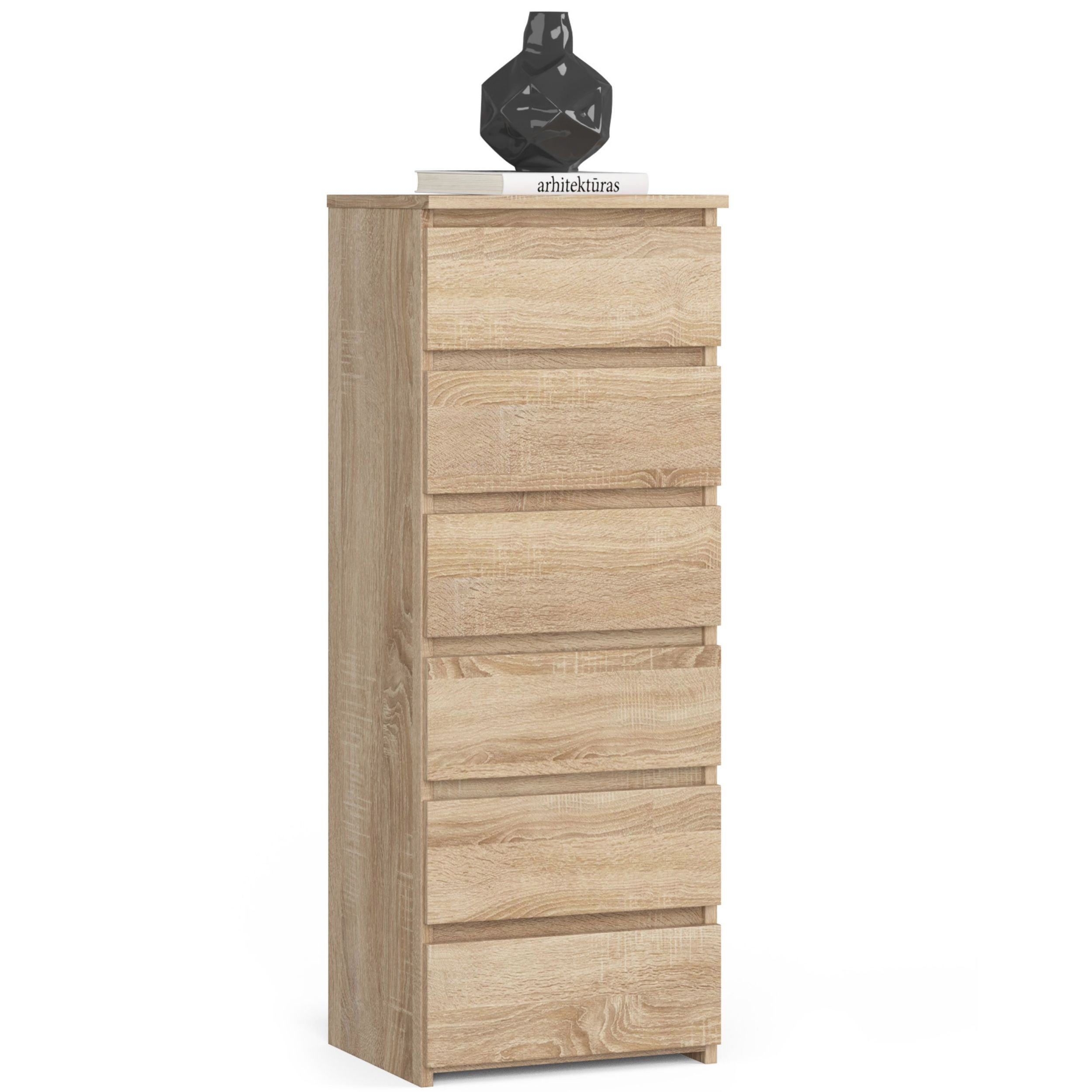 Komoda AKORD CL6 Dąb Sonoma 40 cm 6 szuflad fronty kolor Dąb Sonoma mat 40x35x109 cm