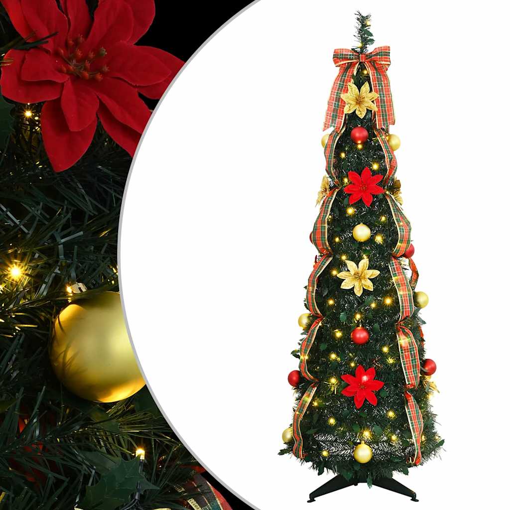 Sztuczna choinka z 100 diodami LED Zielony 150 cm PVC