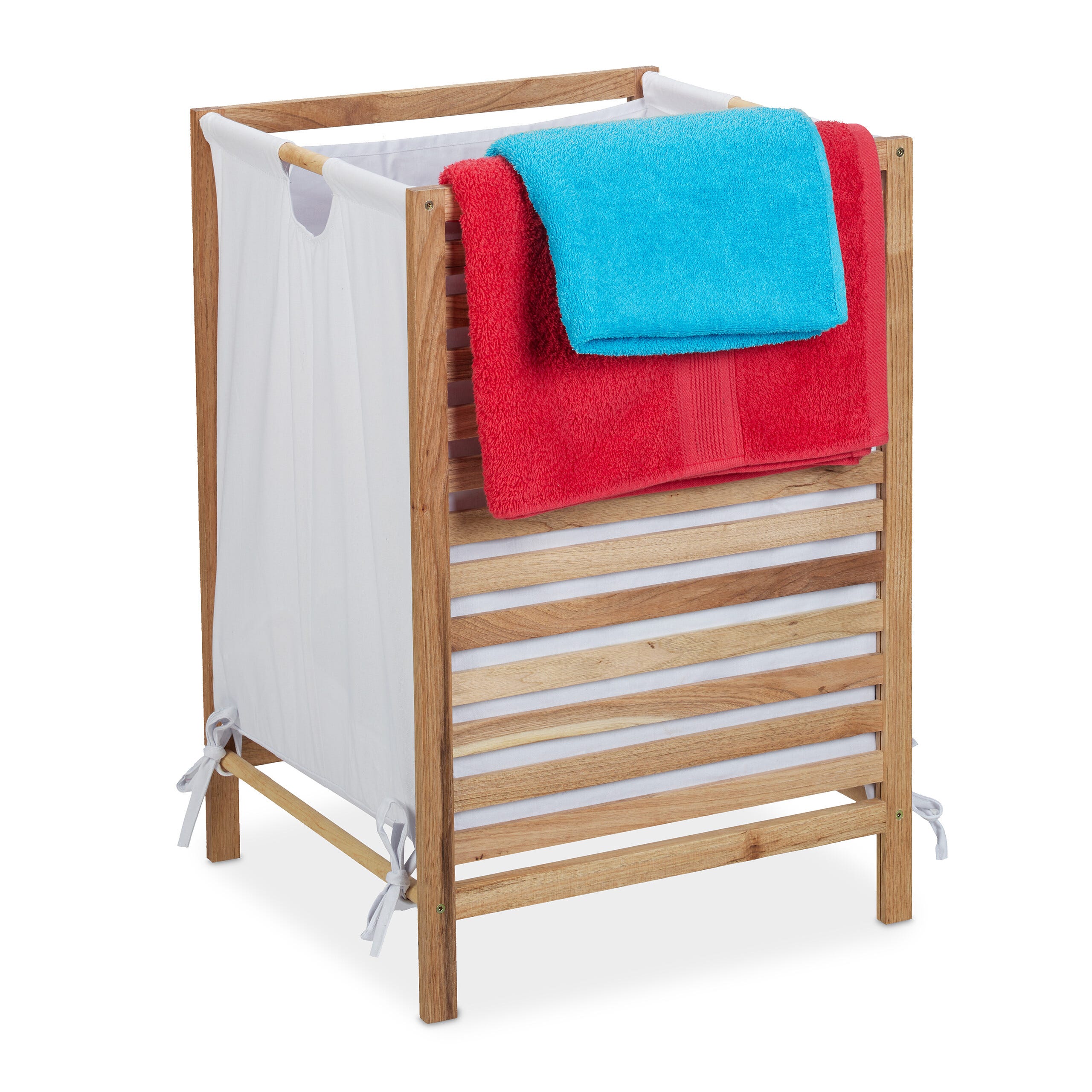 Panier à linge Relaxdays, pliable avec couvercle, 2 compartiments, bambou, 100 l, H x L x P : 60 x 52 x 32 cm, blanc - Maison Panier à linge Relaxdays, pliable avec couvercle, 2 compartiments, bambou, 100 l, H x L x P : 60 x 52 x 32 cm, blanc - Maison