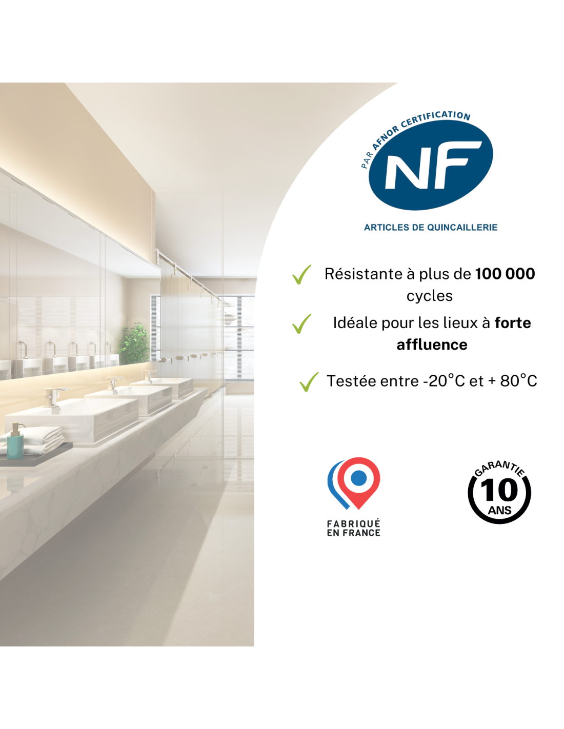 THIRARD - Serrure encastrable NF à condamnation pour salle de bain et toilette, axe 40mm, bouts carrés, noir - THIRARD - 3