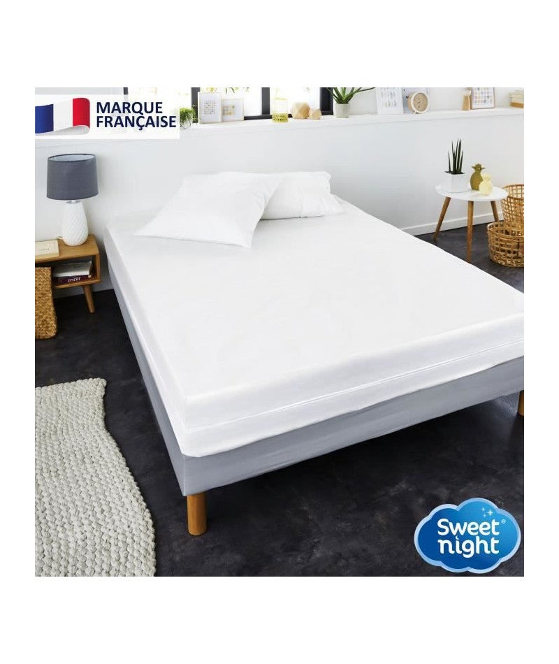 SWEET NIGHT Housse complete pour matelas Anti-acariens Anti punaise de lit - 140 x 190/200 cm - Blanc - 2