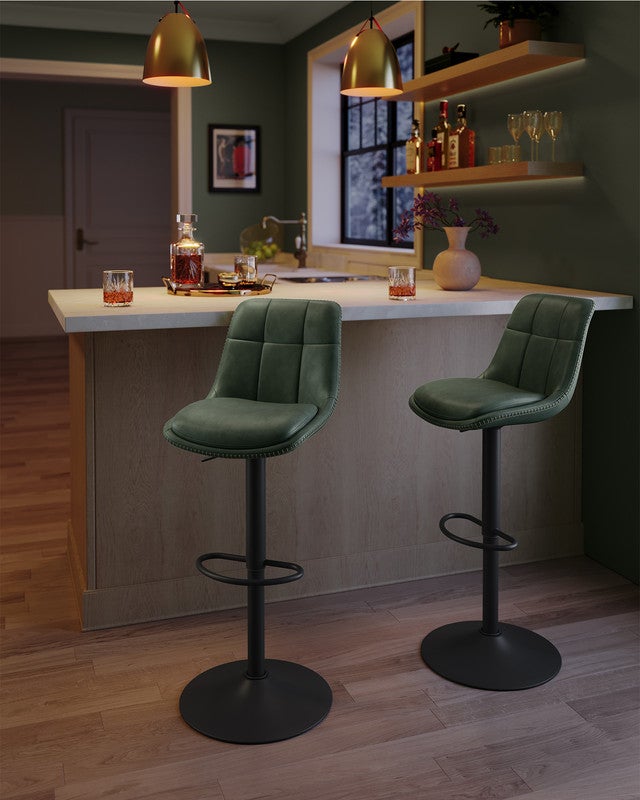 Lot De 2 Tabourets De Bar - Chaise De Bar - Rotatif Sur 360° - Hauteur Réglable - Avec Dossier