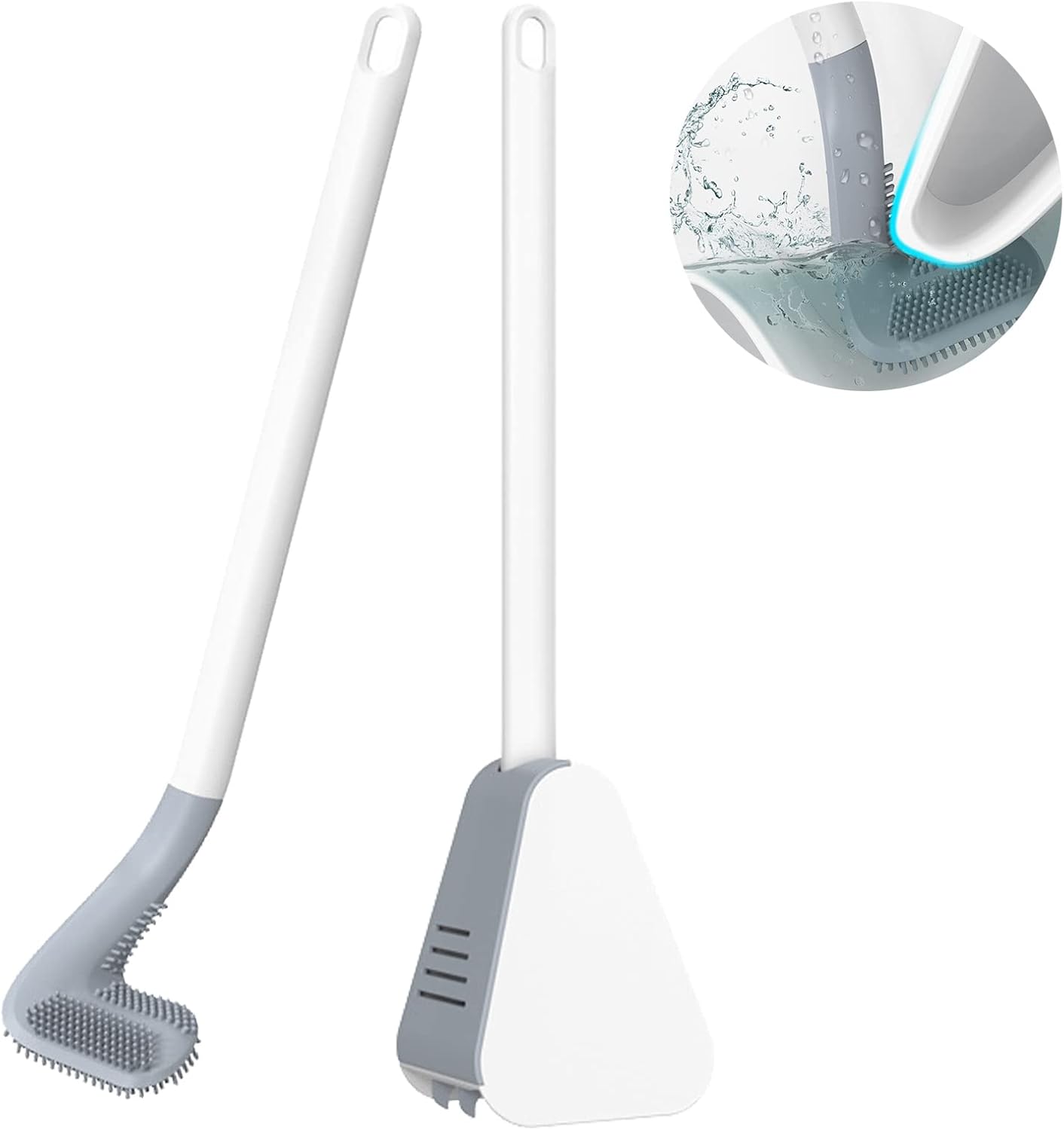 Scopino WC In Silicone Piatto Con Base A Scomparsa E Supporto Parete – Design Moderno Per Bagno - 2