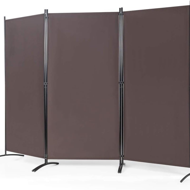 Parawan 4-częściowy składany, ścianka działowa z metalu i poliestru, ochrona przed wzrokiem, do domu, biura, na taras (kawa, 3-częściowa)