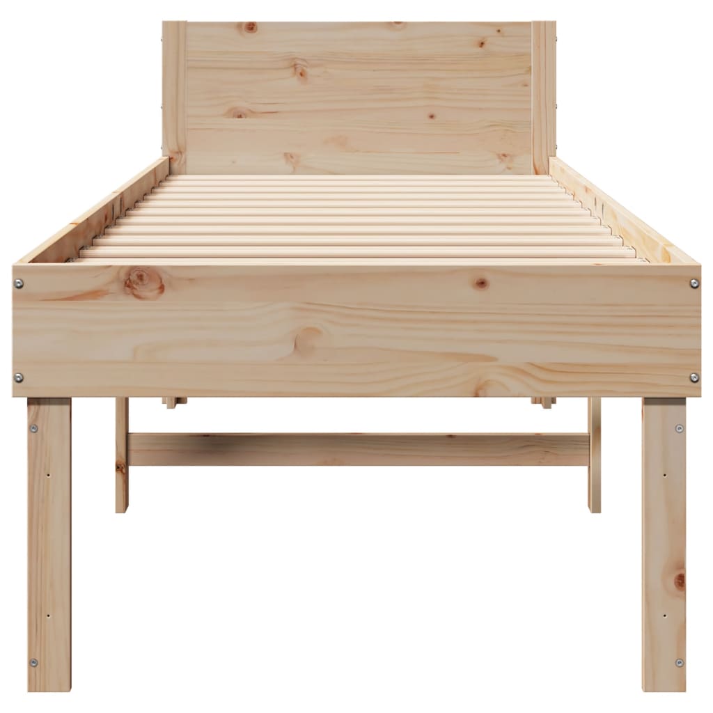 Cadre de lit sans matelas 75x190 cm bois de pin massif - COMFORTXL - 4
