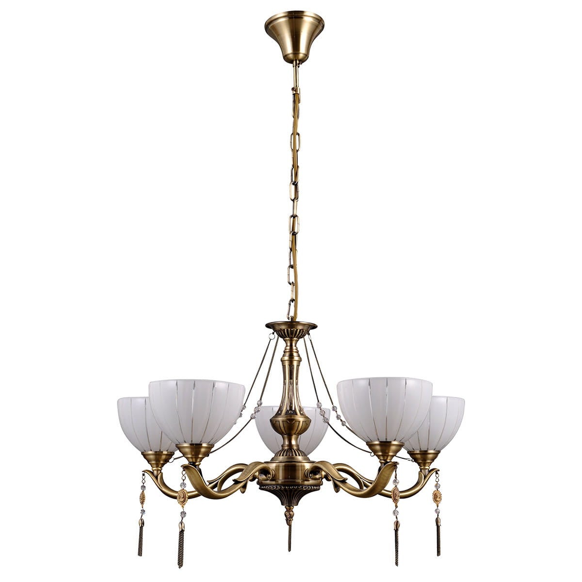 Lampa wisząca BAXIO złoto-biała 5 x E27 x 60W wym:81x61x61cm Italux