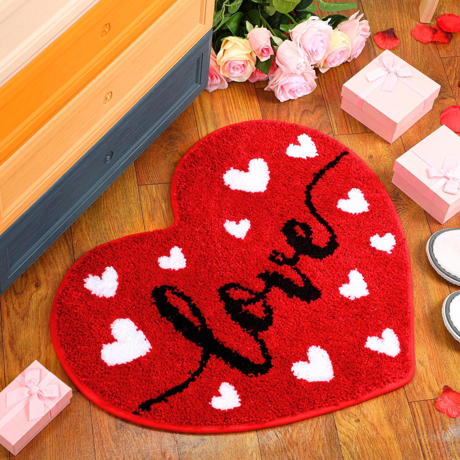 Dessous de verre avec motif Coeur avec texture en bois