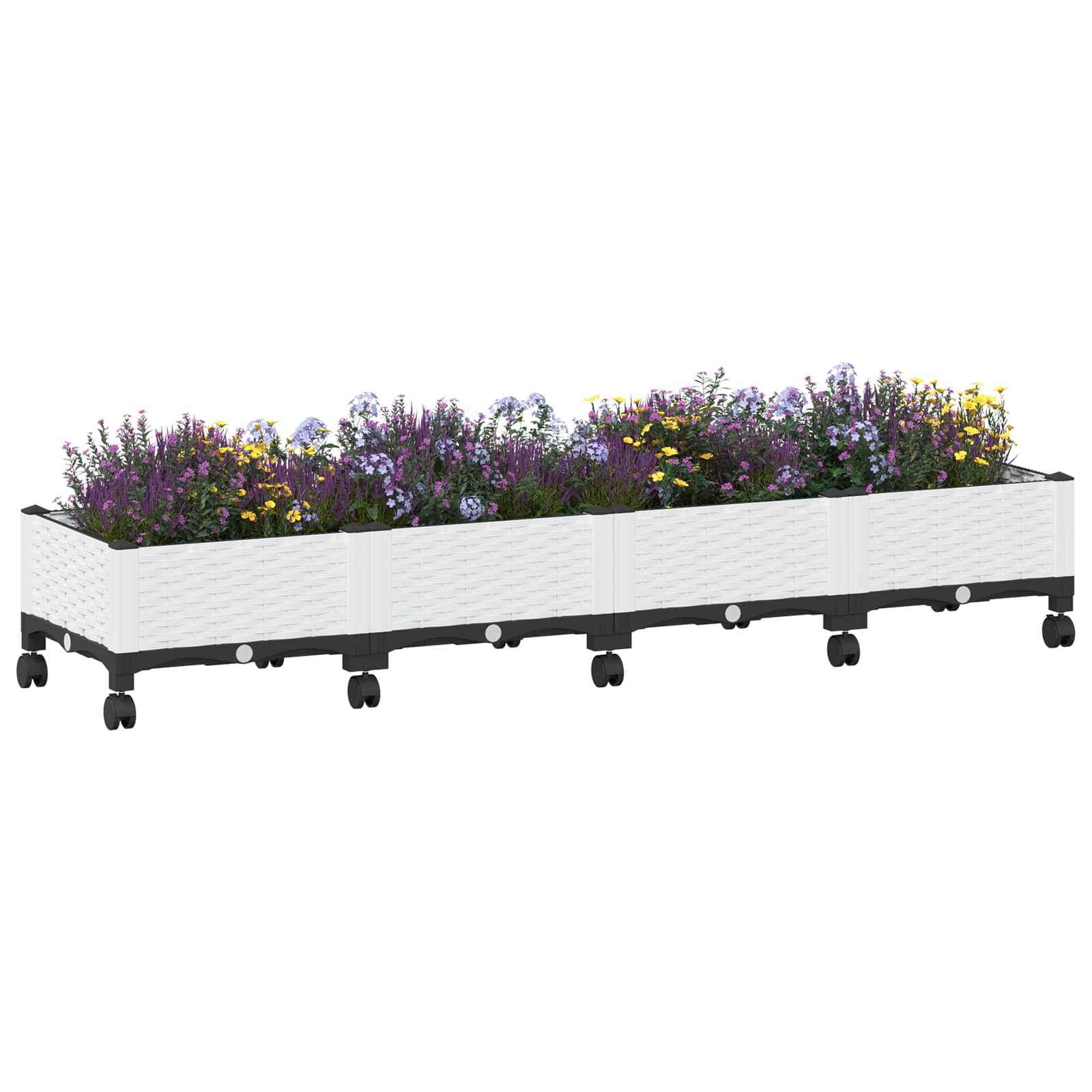 Jardinera con ruedas - Polipropileno - Blanco - 160x40x29cm | Leroy Merlin