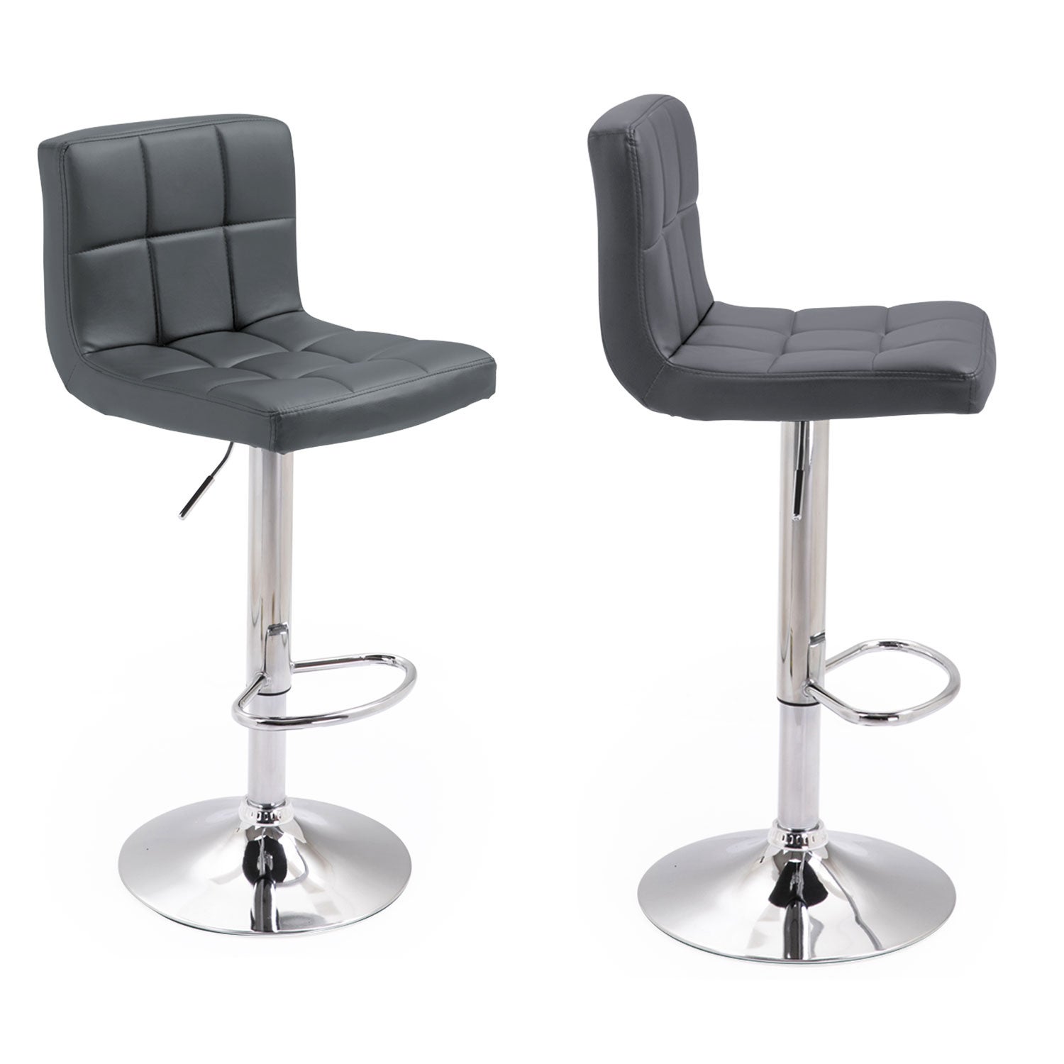Lot de 2 tabourets de bar gris MIKE - 3