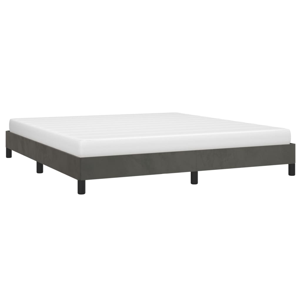 Cadre de lit sans matelas gris foncé 160 x 200 cm en velours - 3