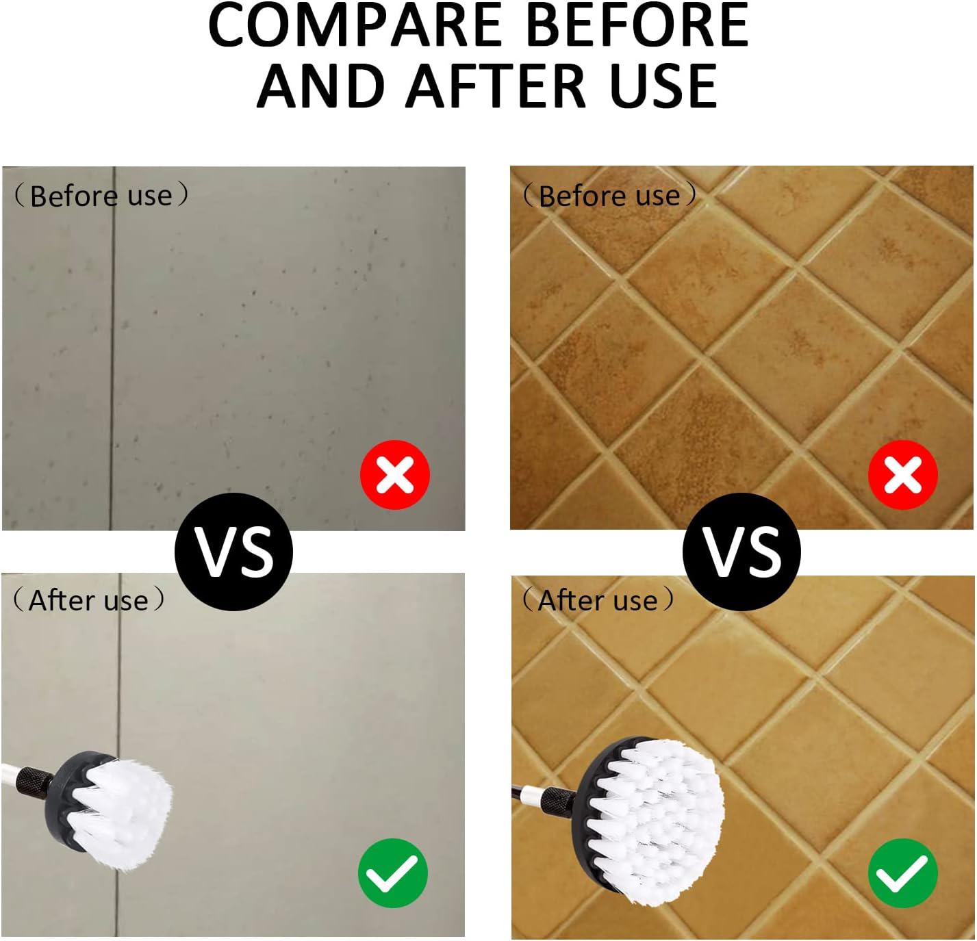 Brosse Nettoyage Perceuse 4 pièces, Brosse pour Perceuse Voiture, Brosse pour Perceuse Brosse Nettoyage, pour Carrelage Baignoire Toilettes Blanc - 6